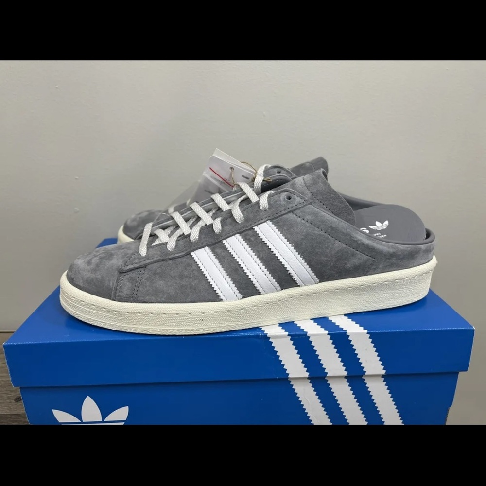 Men’s Adidas Originals Campus 80s Mule Slip-on Shoes Grey FX5841 NEW